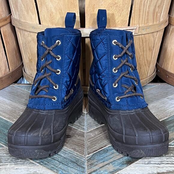 Sperry Gosling Quilted Navy Brown Lined Waterproof Duck Boots Womens Size 7 - Picture 9 of 11